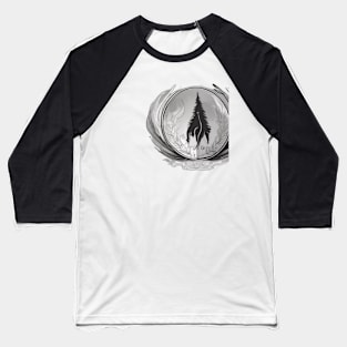 Mystical Forest Silhouette Monochrome Art No. 977 Baseball T-Shirt